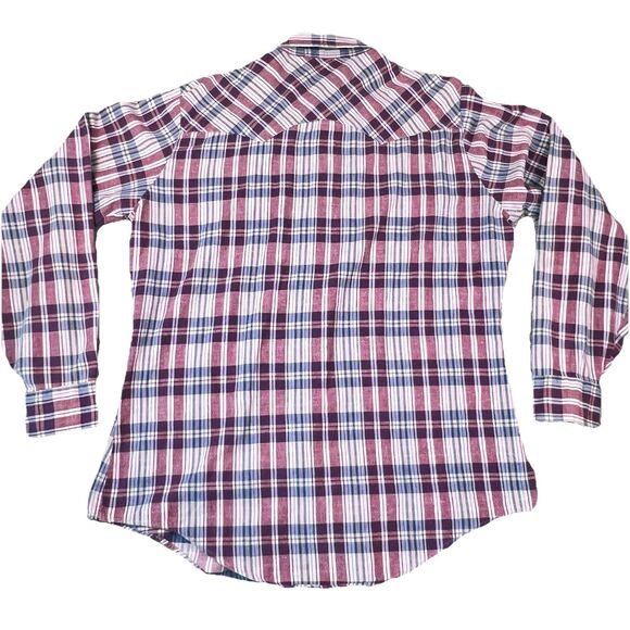 VTG 80s Levi's Pearl Snap Western Shirt Men’s L Plaid Long Sleeve Flannel Cotton - Picture 4 of 16